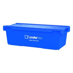 Metre long moving crate - 130L blue - crate hire logo on side